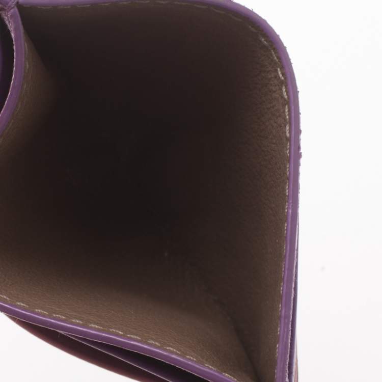 Pre Owned Bottega Veneta Pink/Purple Intrecciato Leather Card Holder
