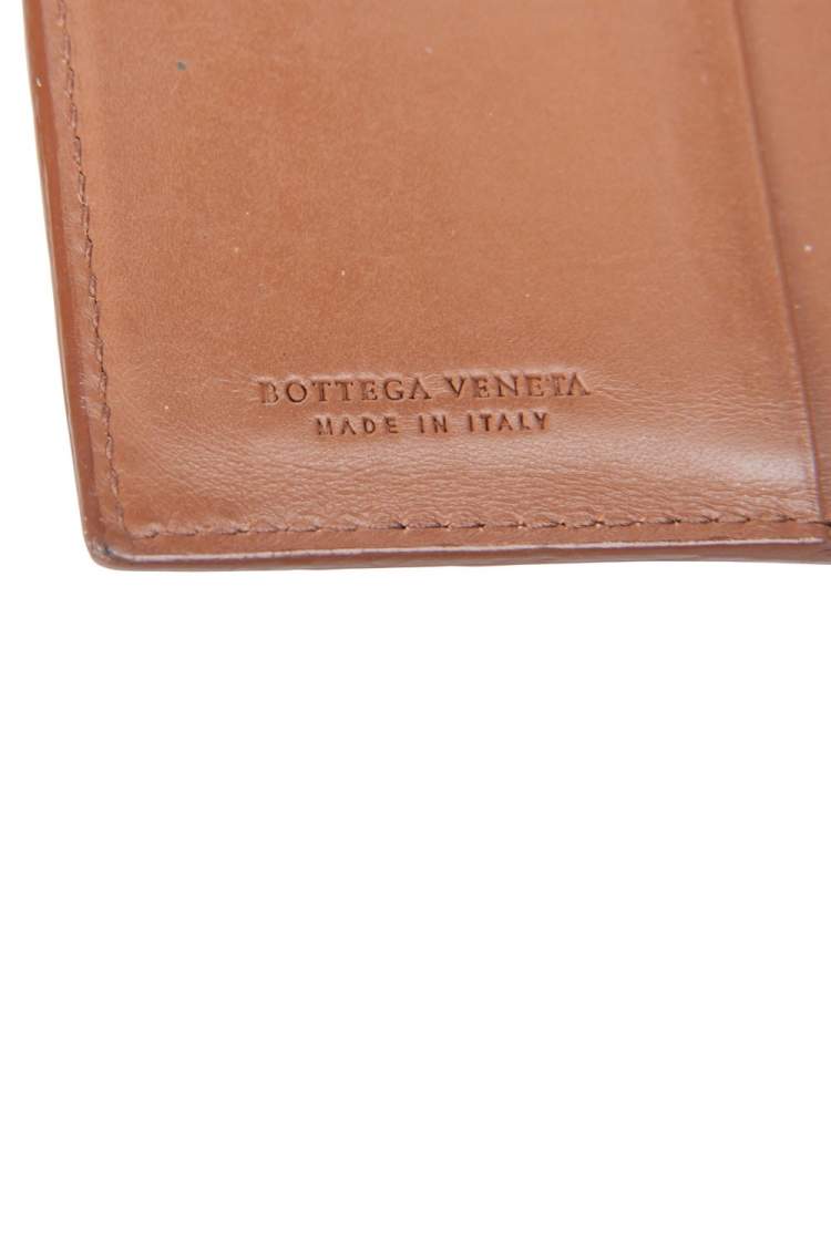 Pre Owned Bottega Veneta Brown Intrecciato Leather Bifold Card Case
