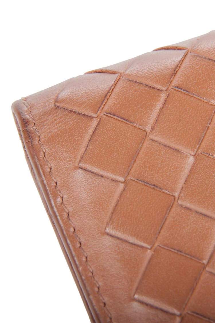 Pre Owned Bottega Veneta Brown Intrecciato Leather Bifold Card Case