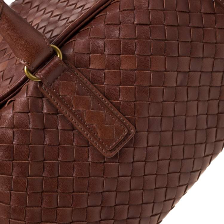 Pre Owned Bottega Veneta Brown Leather Intrecciato Montaigne Satchel