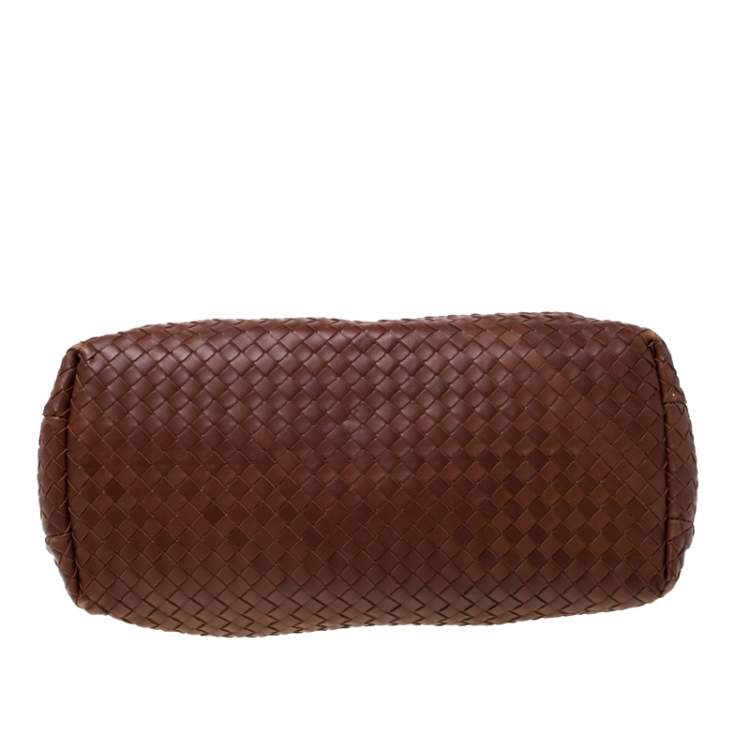 Pre Owned Bottega Veneta Brown Leather Intrecciato Montaigne Satchel