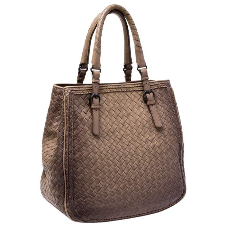 Pre Owned Bottega Veneta Brown Intrecciato Leather Satchel