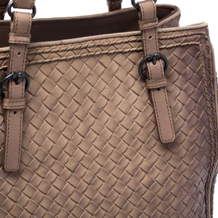 Pre Owned Bottega Veneta Brown Intrecciato Leather Satchel