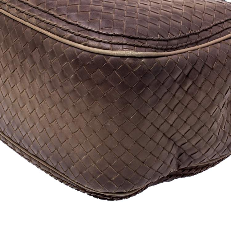 Pre Owned Bottega Veneta Brown Intrecciato Leather Satchel
