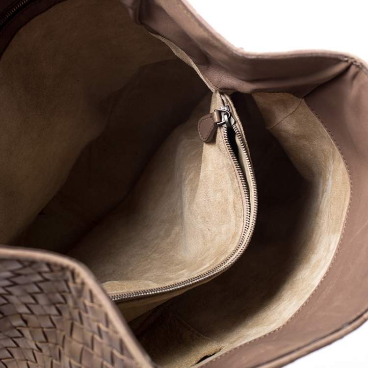 Pre Owned Bottega Veneta Brown Intrecciato Leather Satchel