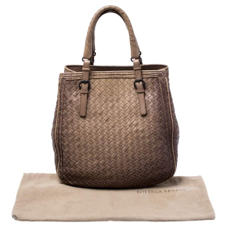 Pre Owned Bottega Veneta Brown Intrecciato Leather Satchel