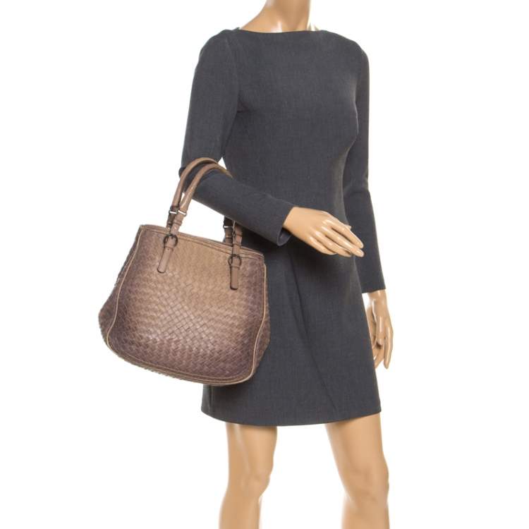 Pre Owned Bottega Veneta Brown Intrecciato Leather Satchel
