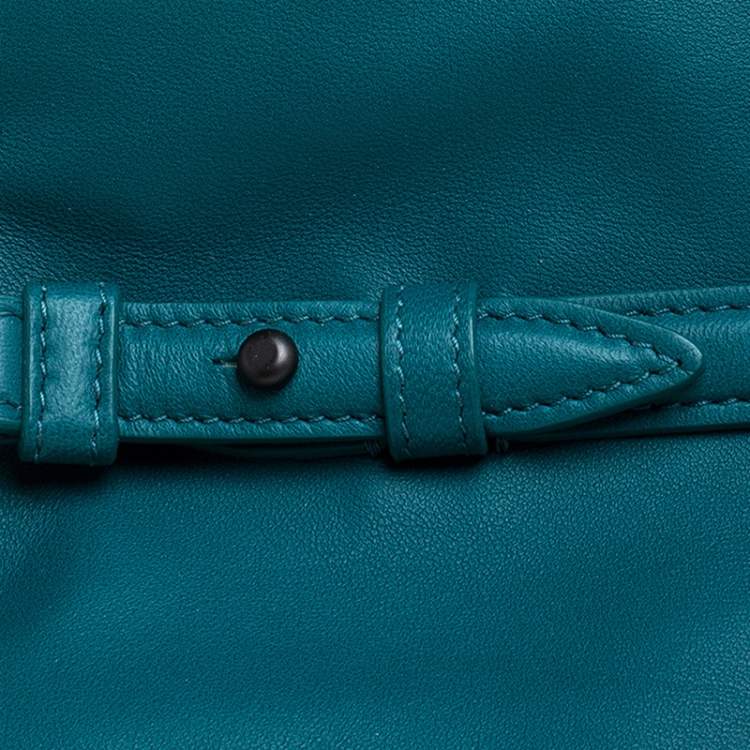 Pre Owned Bottega Veneta Teal Leather Satchel