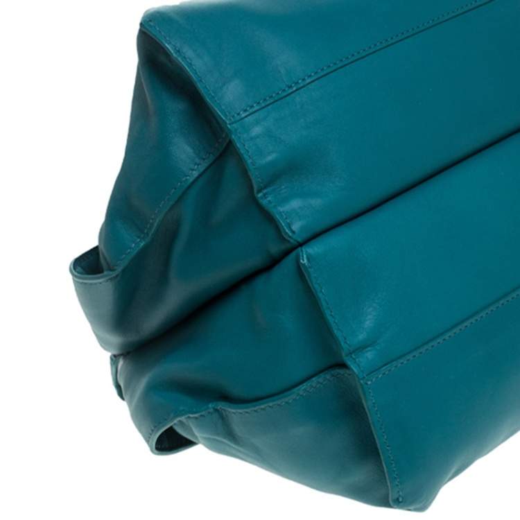 Pre Owned Bottega Veneta Teal Leather Satchel
