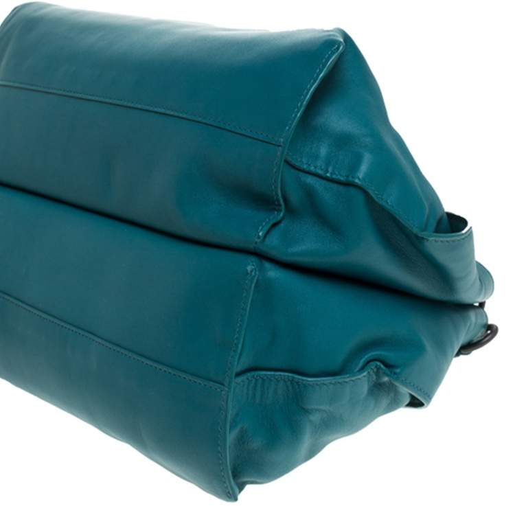 Pre Owned Bottega Veneta Teal Leather Satchel