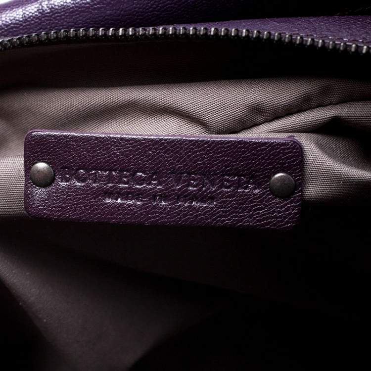 Pre Owned Bottega Veneta Purple Leather Madras Heritage Brera Duffle Bag