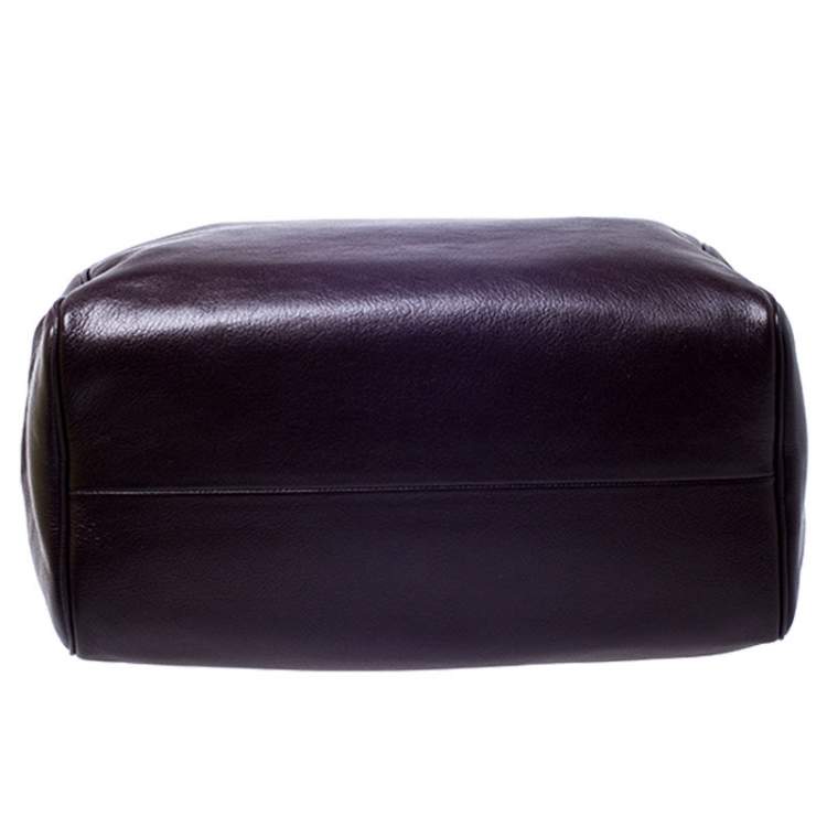 Pre Owned Bottega Veneta Purple Leather Madras Heritage Brera Duffle Bag