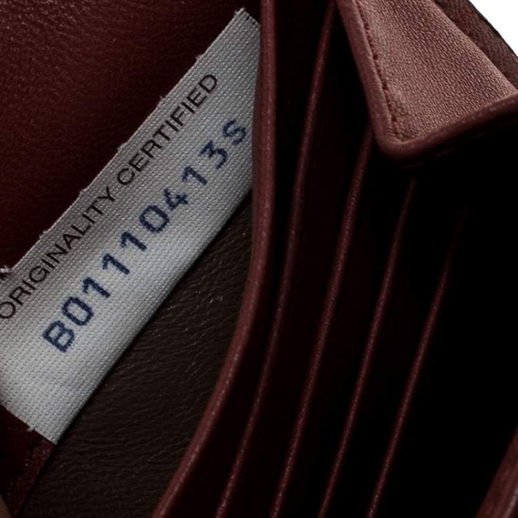 Pre Owned Bottega Veneta Maroon Intrecciato Leather Continental Flap Wallet