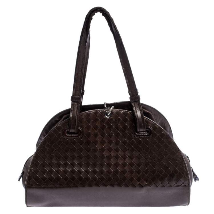 Pre Owned Bottega Veneta Brown Intrecciato Leather Satchel