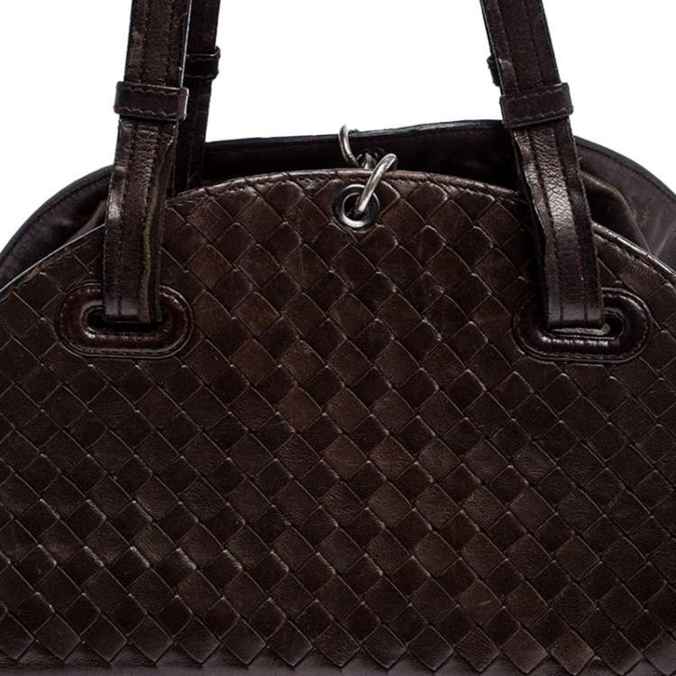 Pre Owned Bottega Veneta Brown Intrecciato Leather Satchel