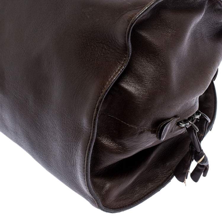 Pre Owned Bottega Veneta Brown Intrecciato Leather Satchel