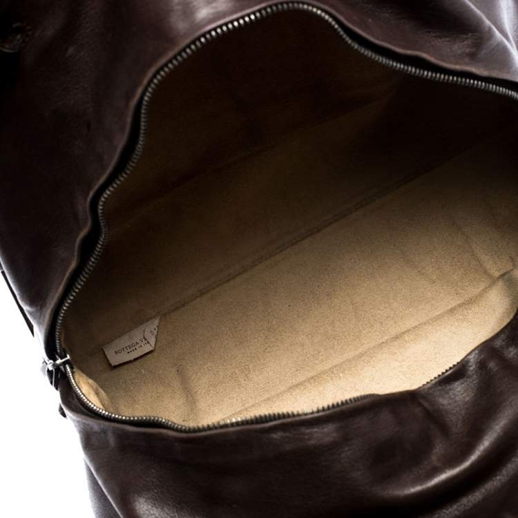 Pre Owned Bottega Veneta Brown Intrecciato Leather Satchel