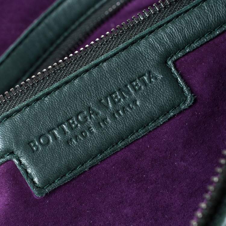 Pre Owned  Bottega Veneta Dark Green Bubble Quilted Leather Zip Satchel