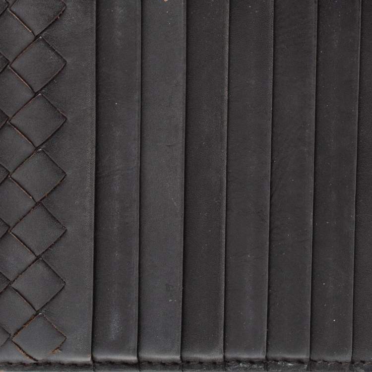 Pre Owned Bottega Veneta Dark Brown Leather Zip Card Holder