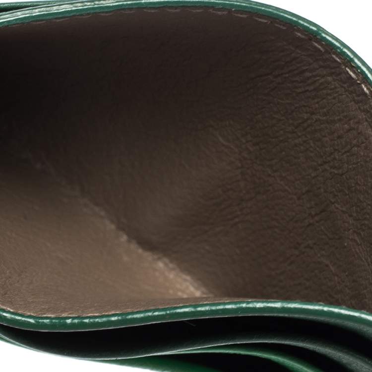 Pre Owned Bottega Veneta Green Intrecciato Leather Card Holder