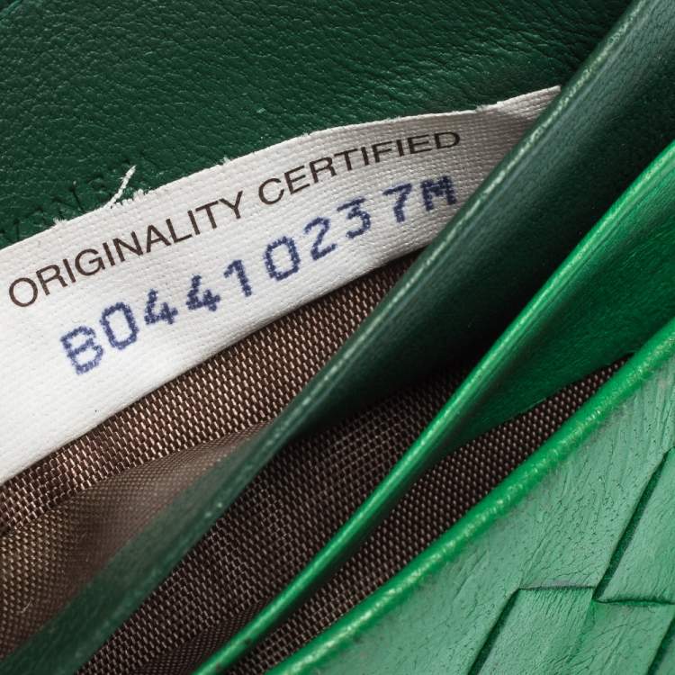 Pre Owned Bottega Veneta Green Intrecciato Leather Card Holder