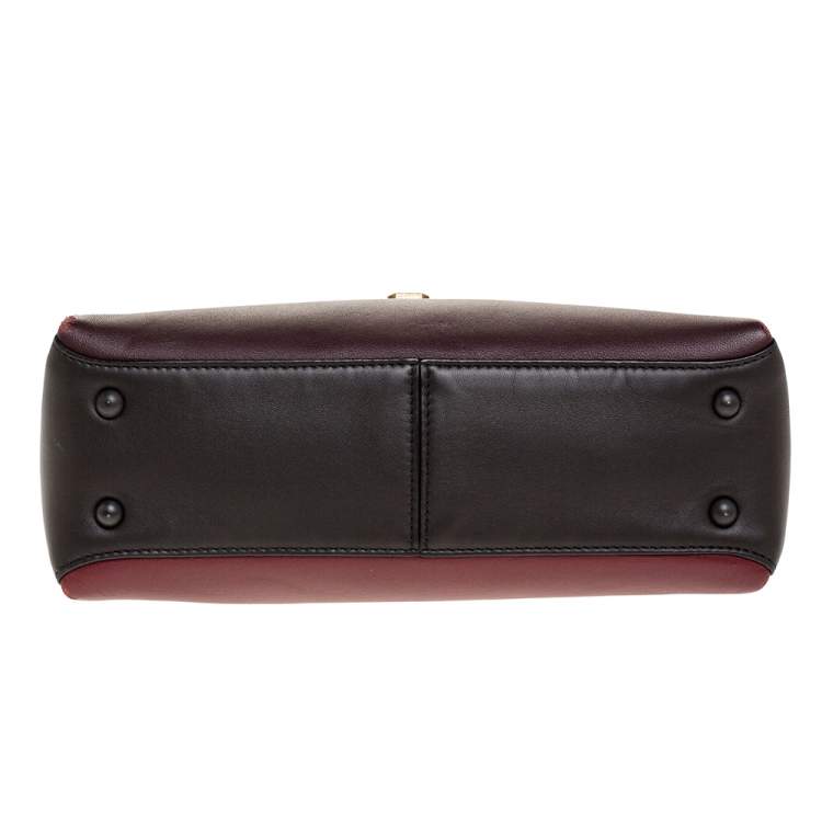 Pre Owned Bottega Veneta Burgundy/Black Leather Piazza Top Handle Bag