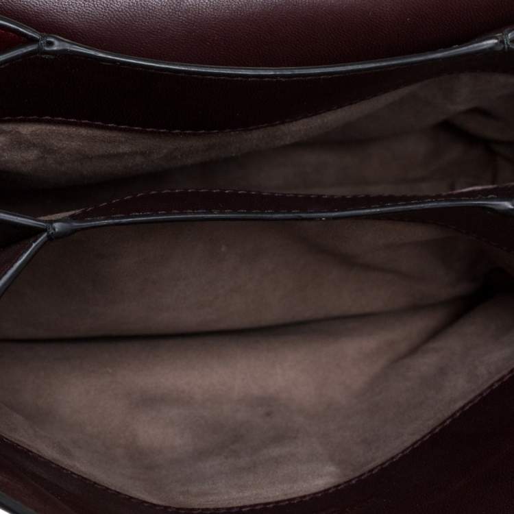Pre Owned Bottega Veneta Burgundy/Black Leather Piazza Top Handle Bag
