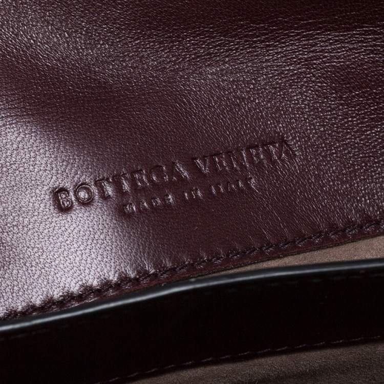 Pre Owned Bottega Veneta Burgundy/Black Leather Piazza Top Handle Bag