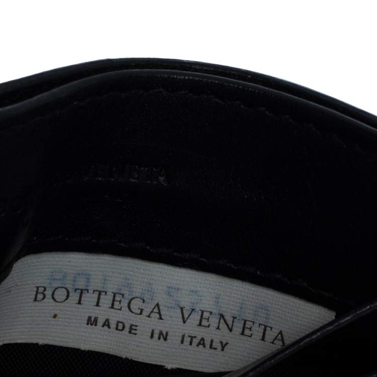 Pre Owned Bottega Veneta Black Intrecciato Leather Card Holder