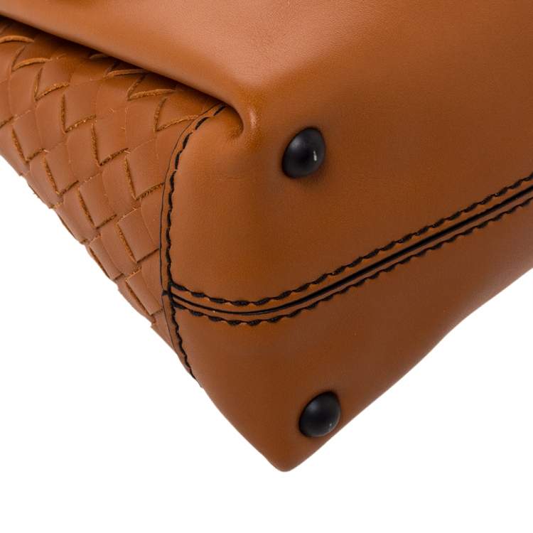 Pre Owned Bottega Veneta Orange Leather Mini Piazza Top Handle Bag