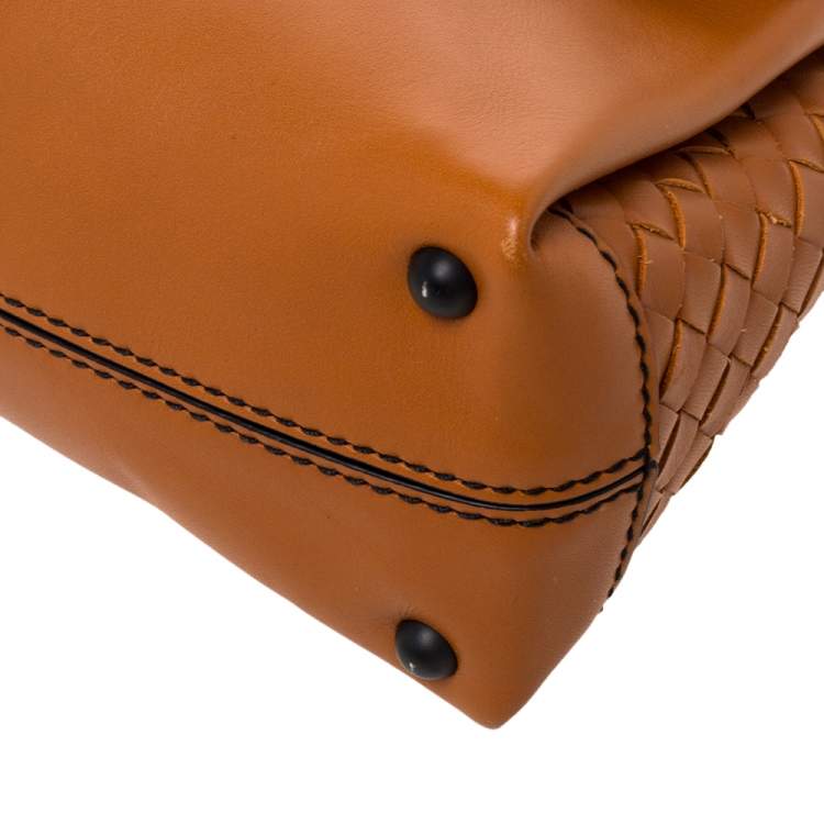 Pre Owned Bottega Veneta Orange Leather Mini Piazza Top Handle Bag