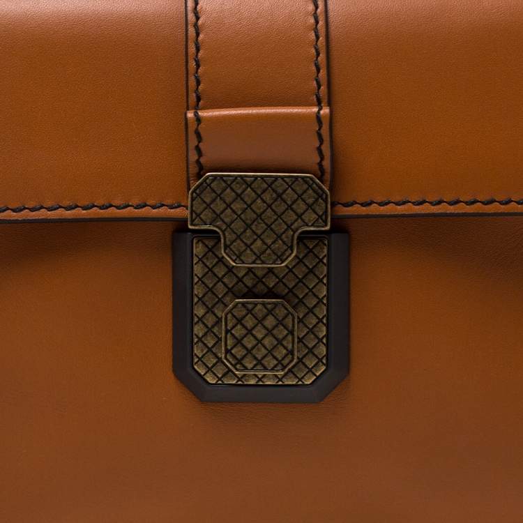 Pre Owned Bottega Veneta Orange Leather Mini Piazza Top Handle Bag