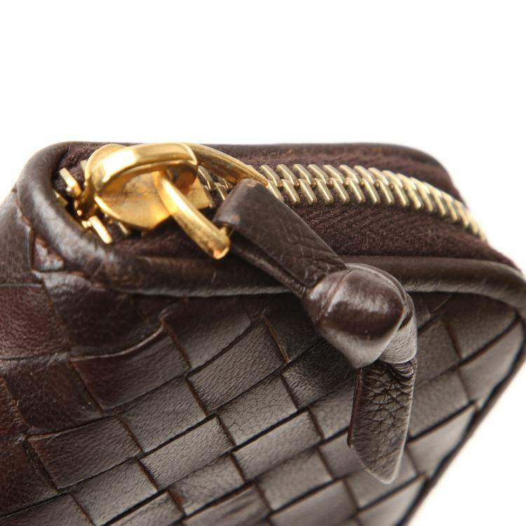 Pre Owned Bottega Veneta Black Leather Intrecciato Wallet