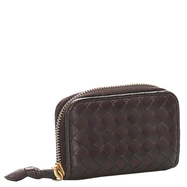 Pre Owned Bottega Veneta Black Leather Intrecciato Wallet