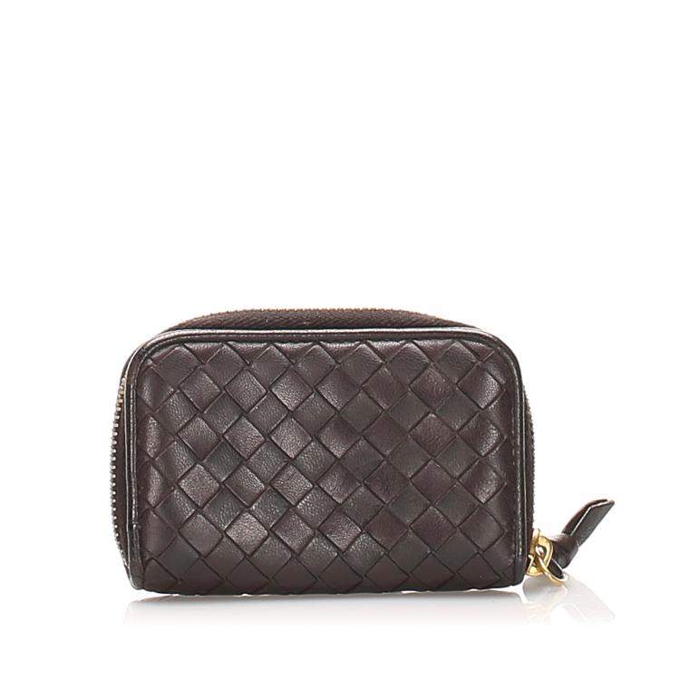 Pre Owned Bottega Veneta Black Leather Intrecciato Wallet