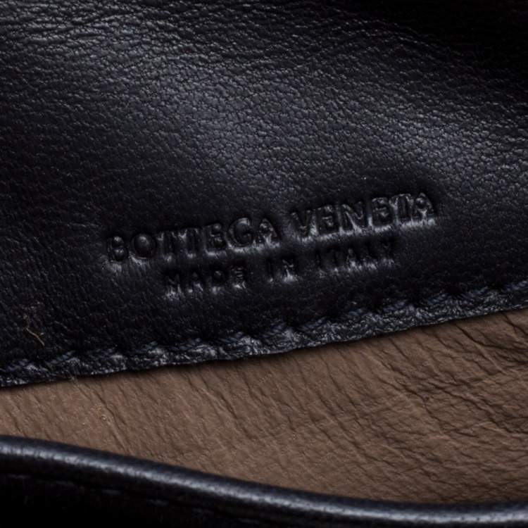 Pre Owned Bottega Veneta Midnight Blue Intrecciato Leather Flap Card Holder