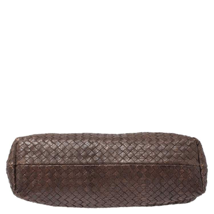 Pre Owned Bottega Veneta Black/Brown Python Frame Top Handle Bag