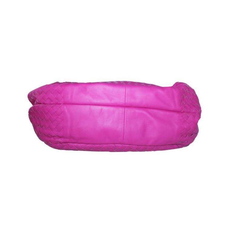 Pre Owned Bottega Veneta Pink Leather Intrecciato Hobo Bag