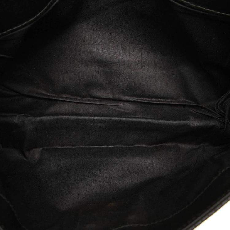 Pre Owned Bottega Veneta Black Leather Intrecciato Perforated Clutch Bag