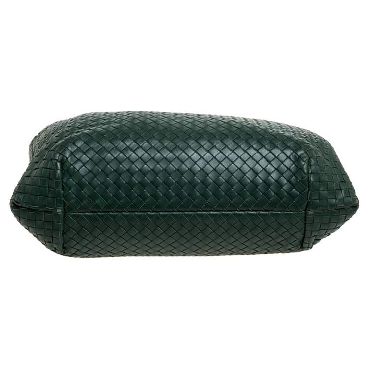 Pre Owned Bottega Veneta Green Intrecciato Leather Shopper Tote