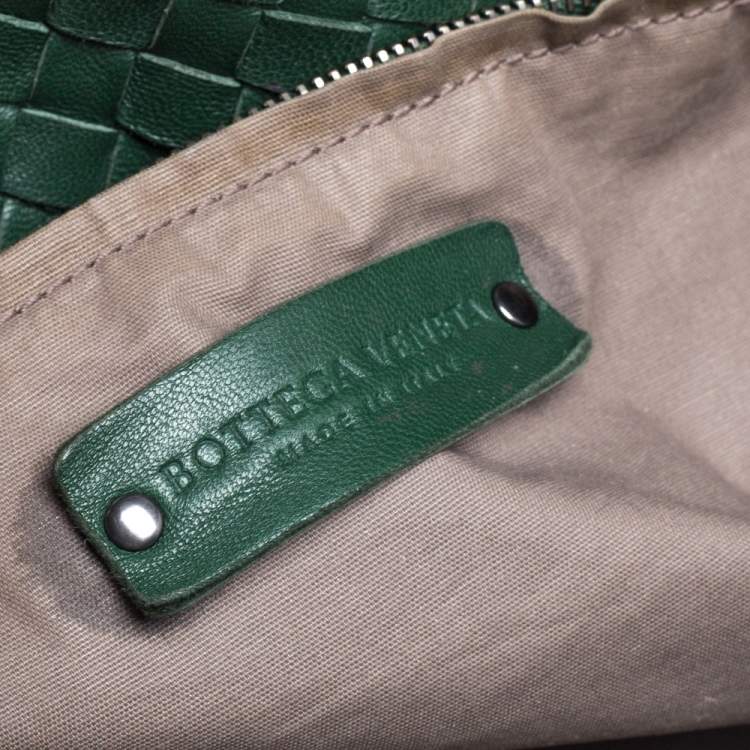 Pre Owned Bottega Veneta Green Intrecciato Leather Shopper Tote