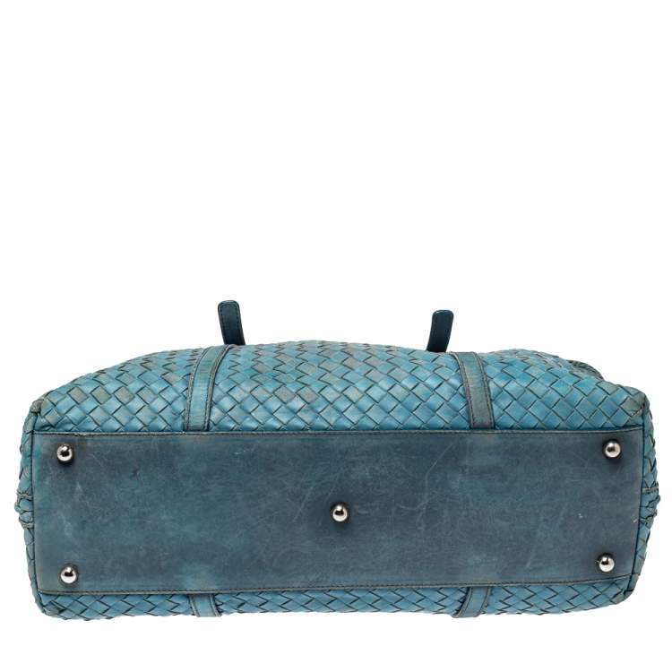 Pre Owned Bottega Veneta Blue Ombre Intreciatto Leather Tote