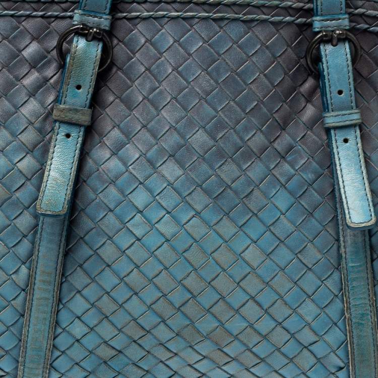 Pre Owned Bottega Veneta Blue Ombre Intreciatto Leather Tote