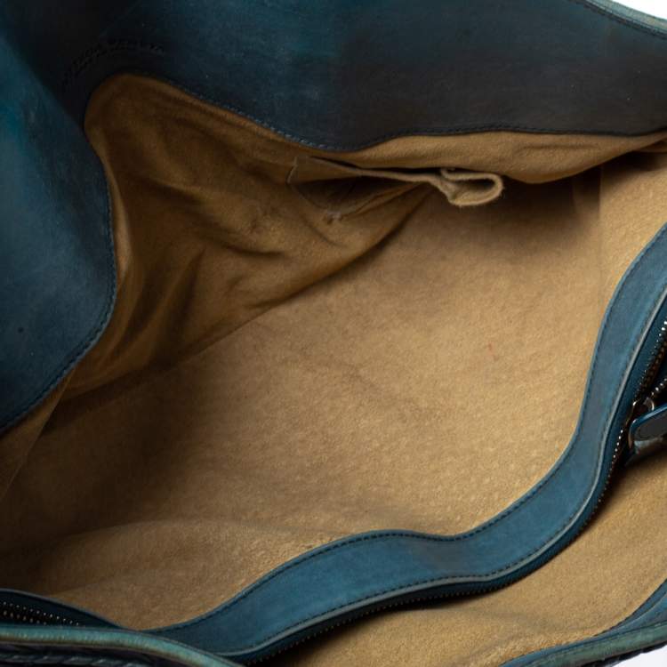 Pre Owned Bottega Veneta Blue Ombre Intreciatto Leather Tote