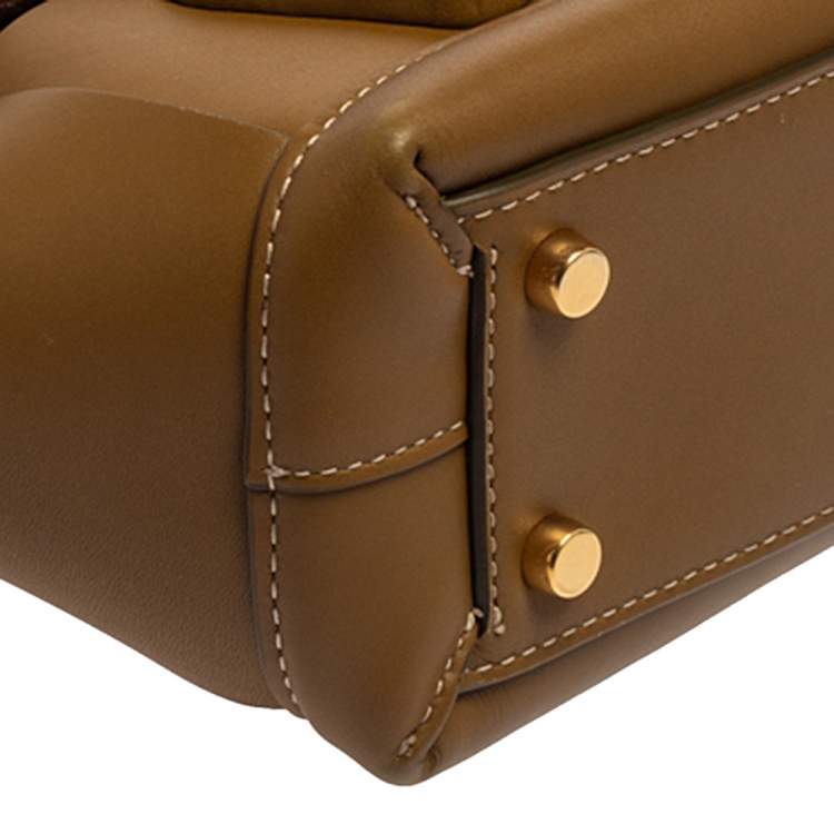 Pre Owned Bottega Veneta Seaweed Green Leather Acro Mini Tote