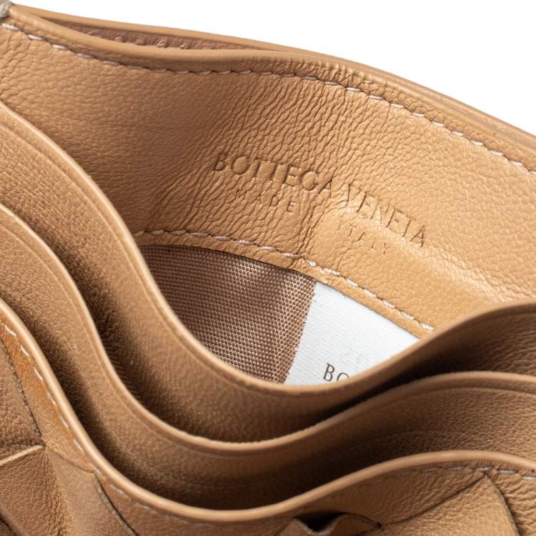 Pre Owned Bottega Veneta Brown Intrecciato Card Holder