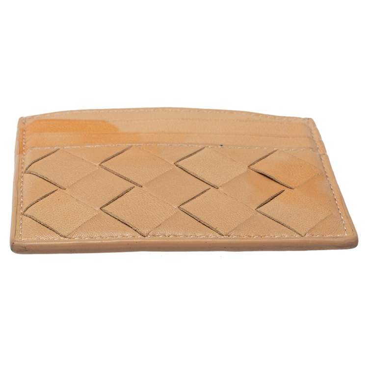 Pre Owned Bottega Veneta Brown Intrecciato Card Holder