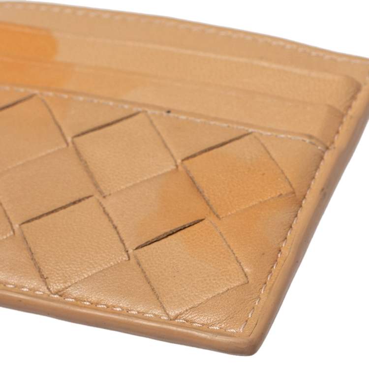 Pre Owned Bottega Veneta Brown Intrecciato Card Holder