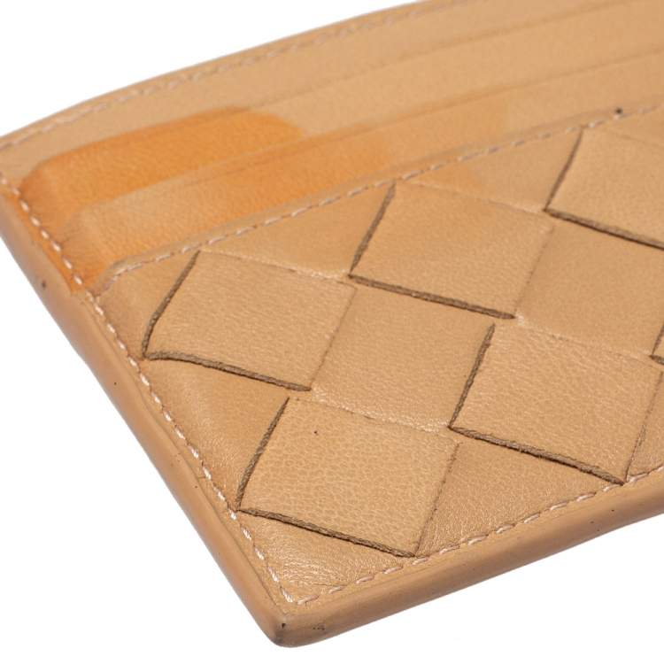 Pre Owned Bottega Veneta Brown Intrecciato Card Holder