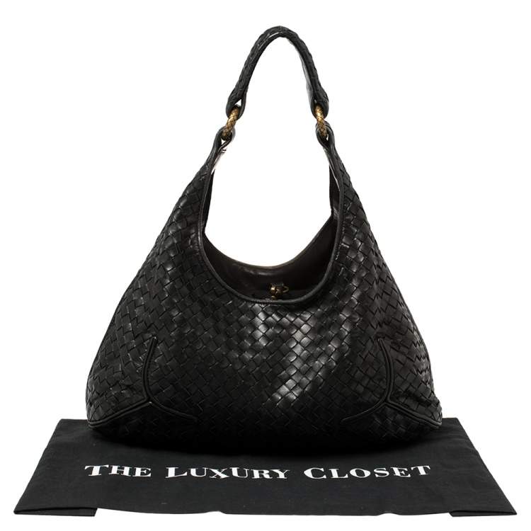 Pre Owned Bottega Veneta Black Intrecciato Leather Hobo